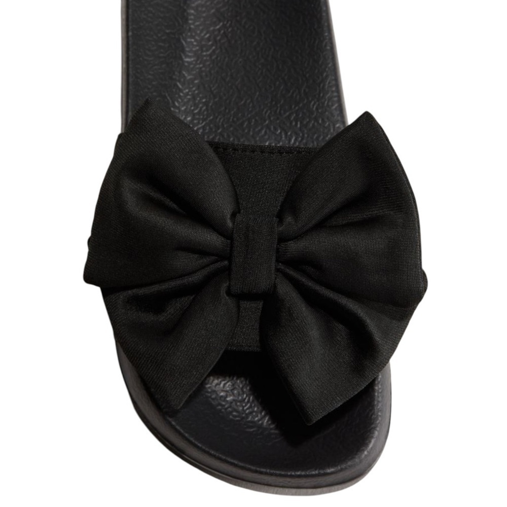 H&M Bow Front Black Pool Slides with Elastic Back Strap